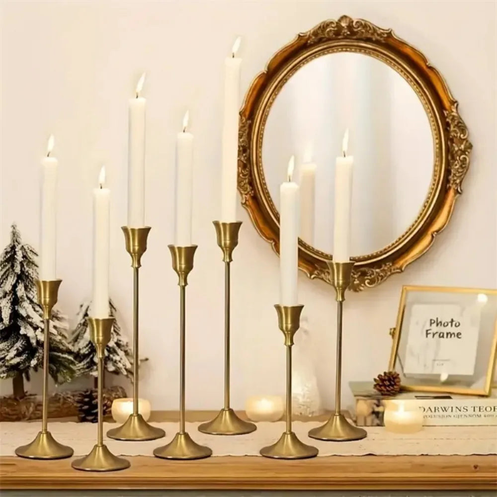 Romantic Metal Taper Candle Holders Set For Home Decor