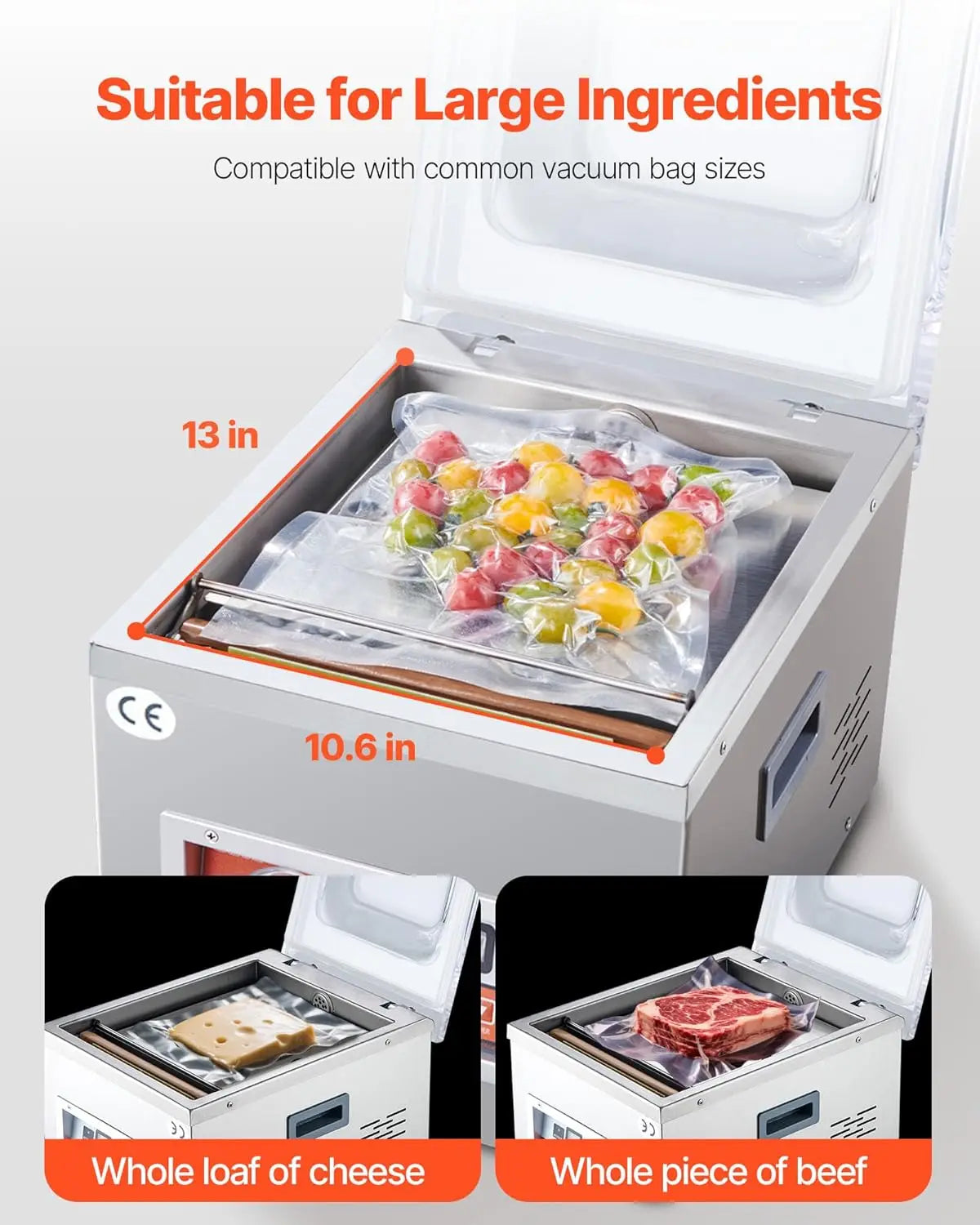 Chamber Vacuum Sealer 260W Sealing Power For Wet Foods Meats