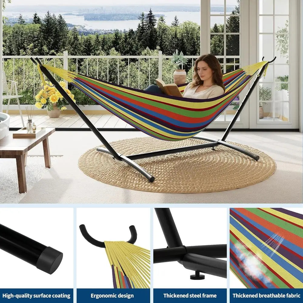 Two Person Hammock With Stand Outdoor Patio Heavy Duty Steel