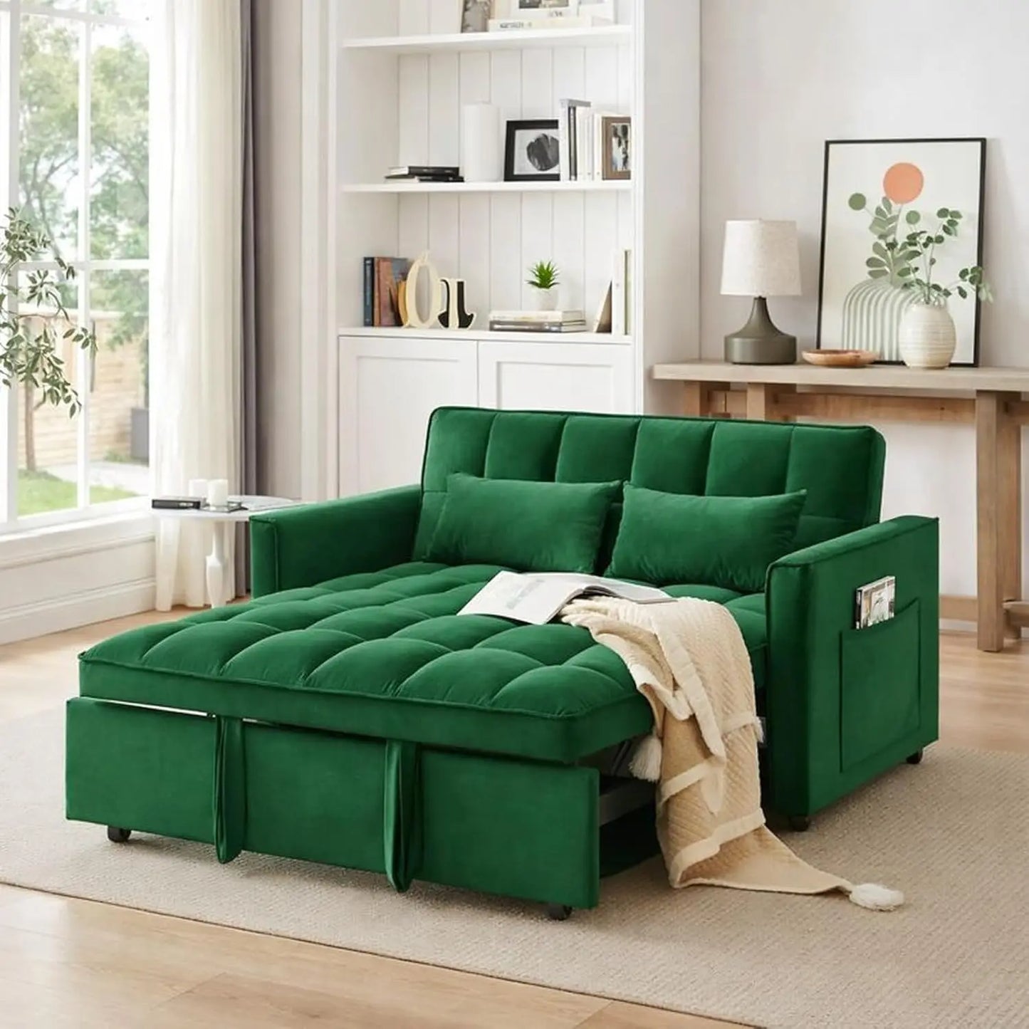 Convertible Sleeper Sofa Bed Modern Loveseat With Adjustable Reclining