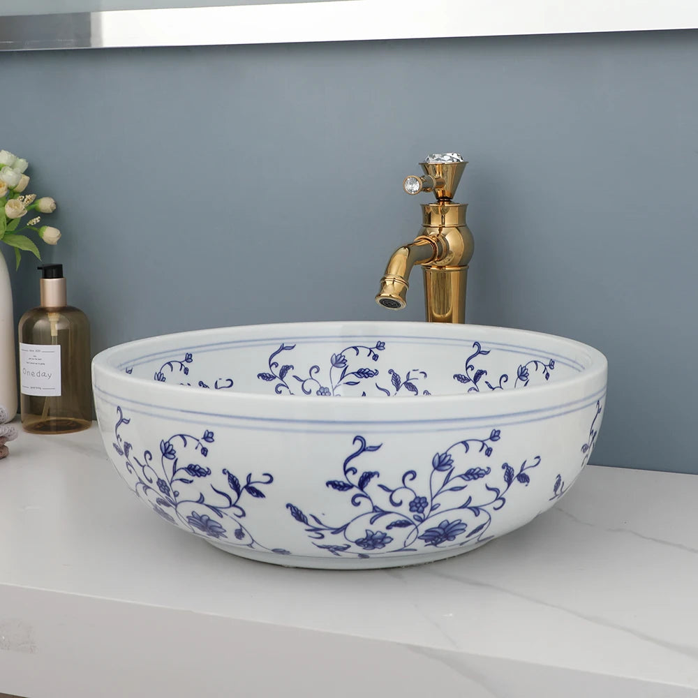 MEKKHALA ZAPPO Ceramic Round Basin Sink Faucet Combo