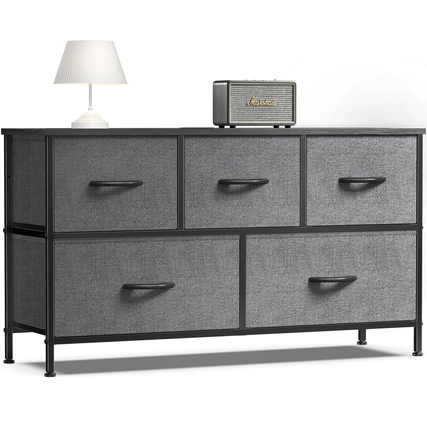JHK Modern Living Room Display Cabinet With Fabric Drawers