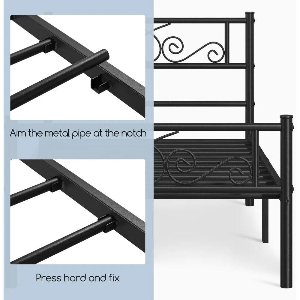 Twin Metal Platform Bed Frame With Headboard And Footboard