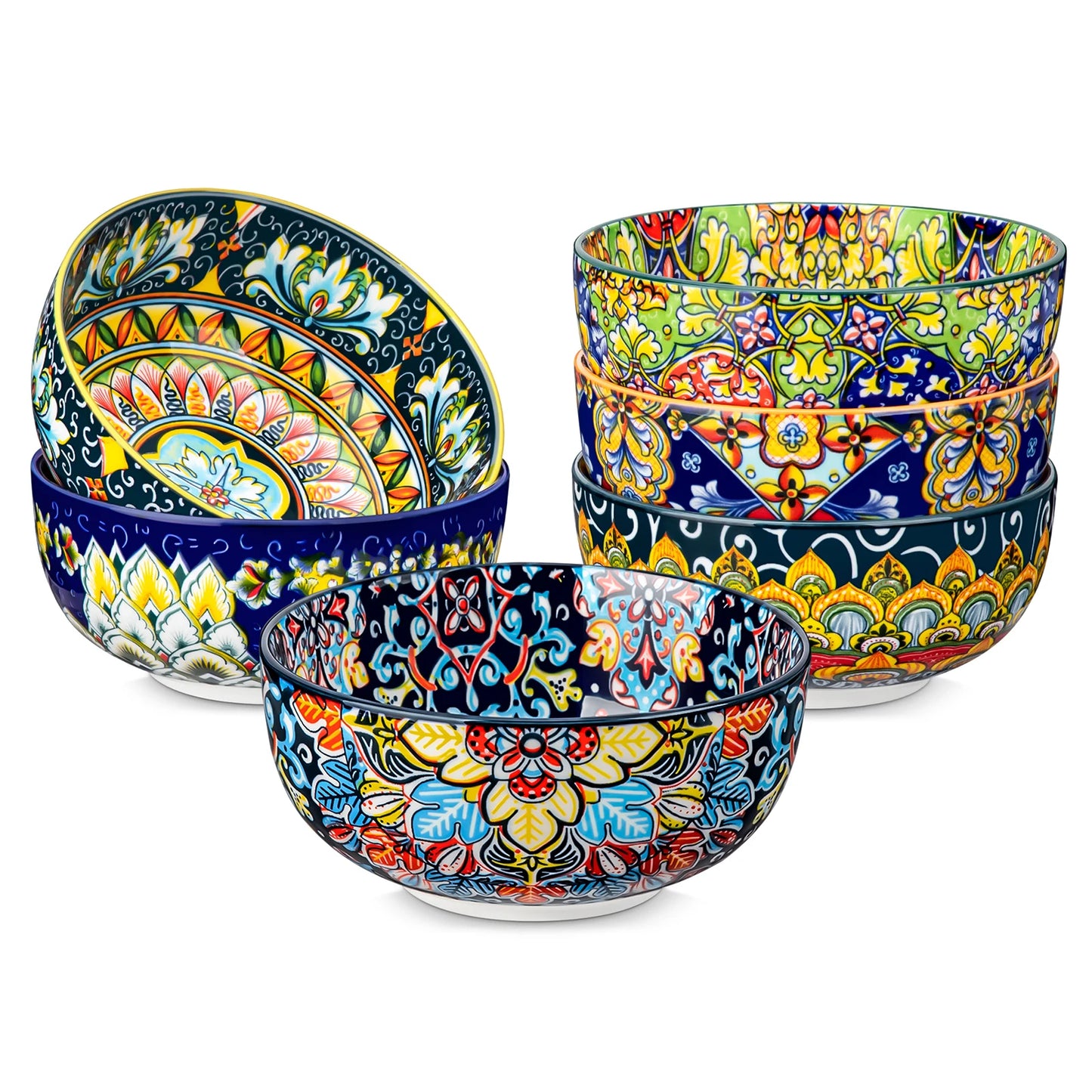 Malacasa Floral Ceramic Cereal Bowls Set Porcelain Bohemian Style