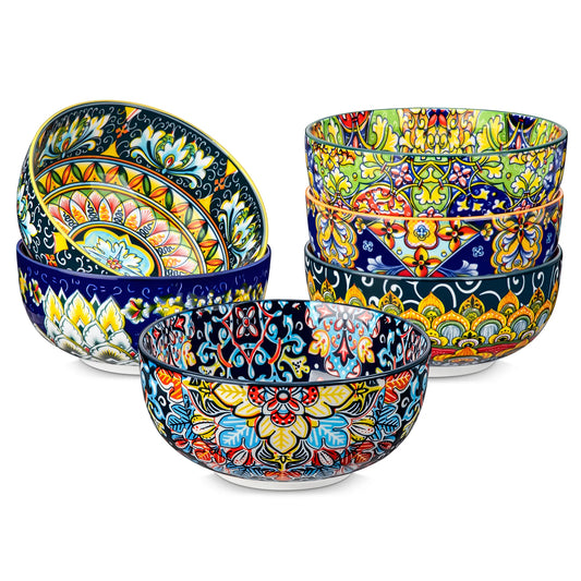Malacasa Floral Ceramic Cereal Bowls Set Porcelain Bohemian Style