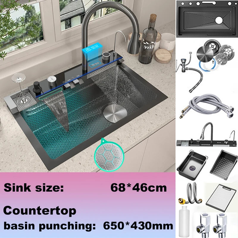 BusySink Stainless Steel Kitchen Sink With Digital Display