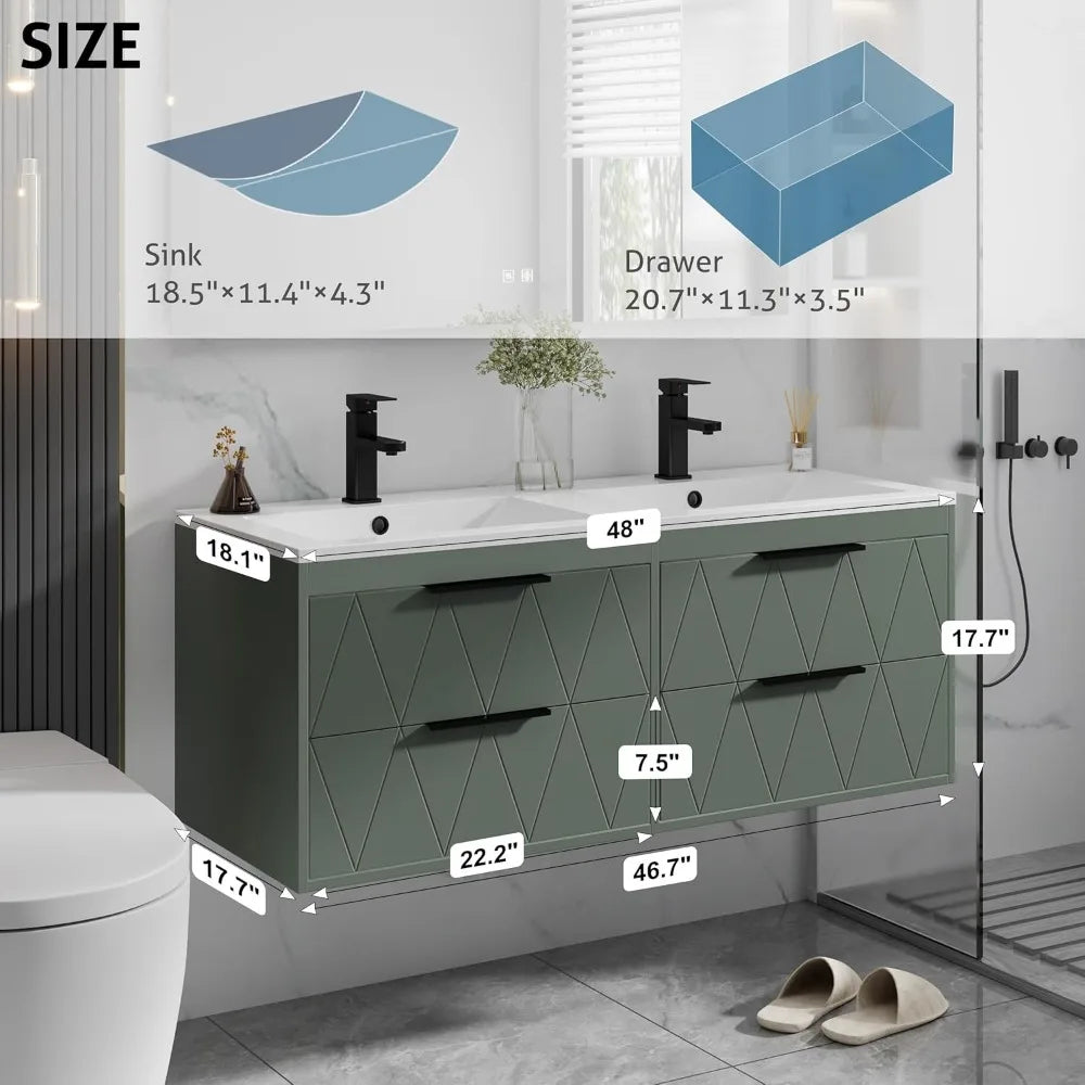 XIAOLANG Wall Mounted Floating Bathroom Vanity With Sink Soft Close