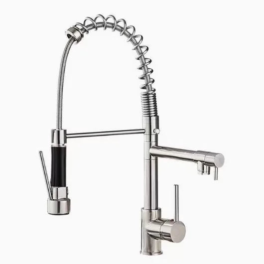 DQOK Dual Handle Pull Down Kitchen Faucet Deck Mounted Water