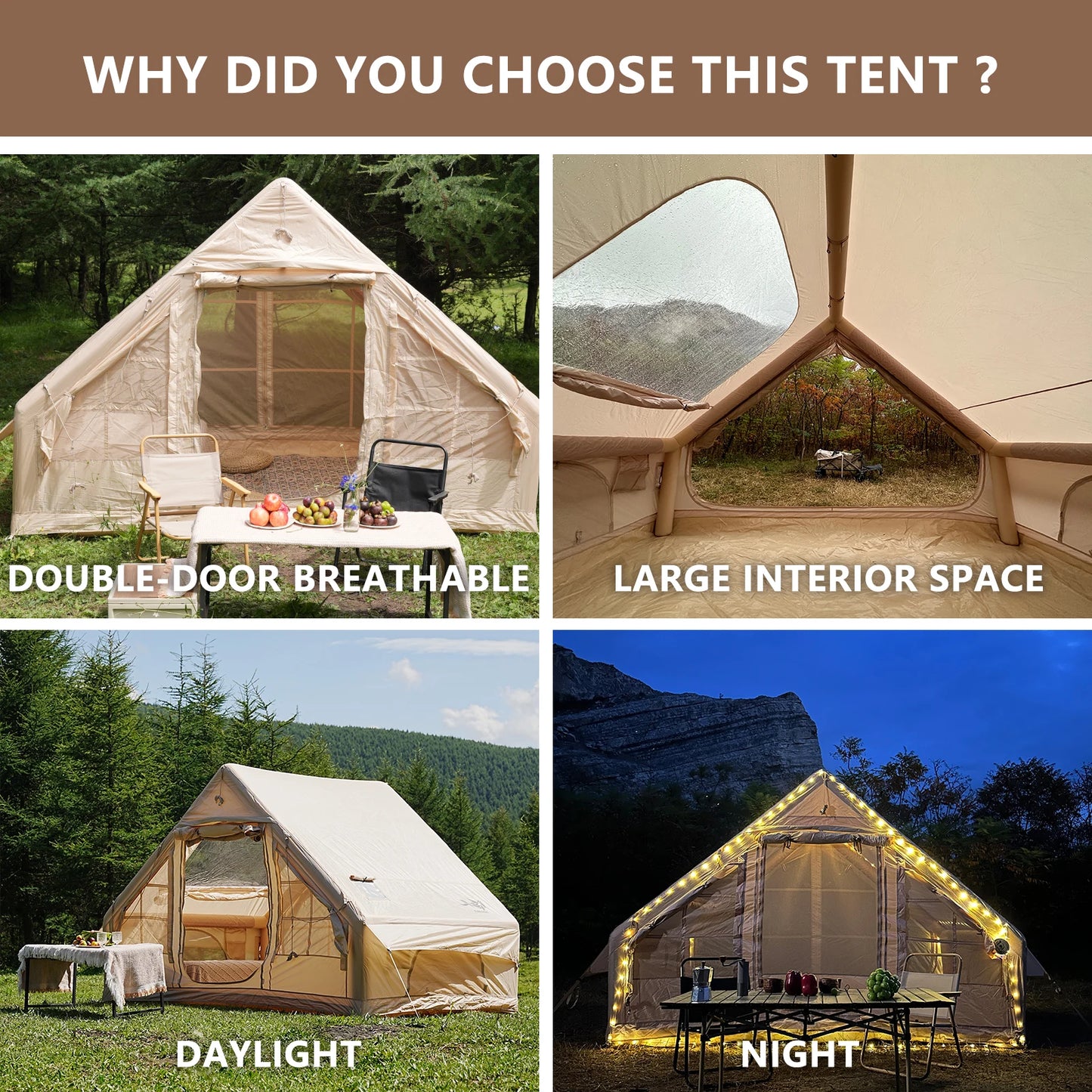 Pakicetus Inflatable Tent With Skylight And Quick Setup Pump