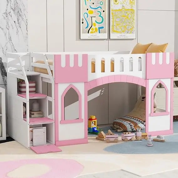 Playhouse Design Loft Bed With Built In Storage Wardrobe And Windows