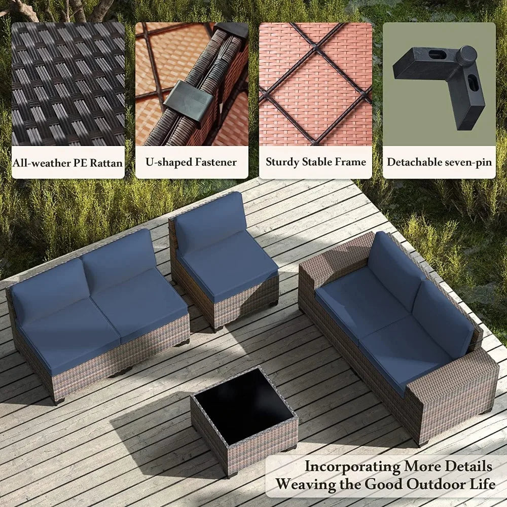 XIAOLANG Outdoor Patio Furniture Conversation Set Weather PE Rattan Wicker