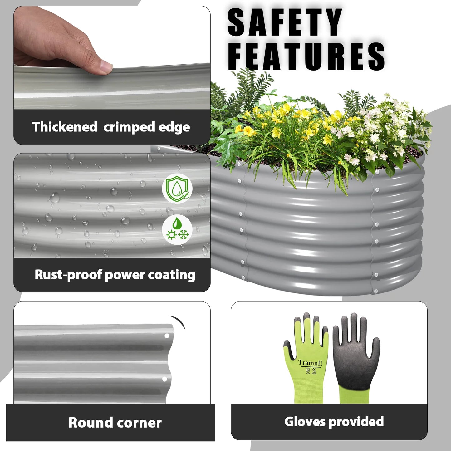 Tramull Galvanized Raised Garden Bed Kit For Vegetables Herbs Fruits