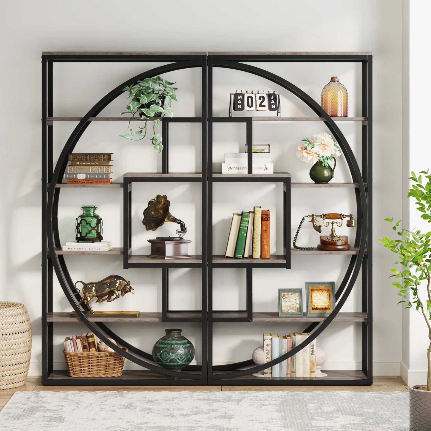 Tribesigns Industrial Five Tier Etagere Bookcase Storage