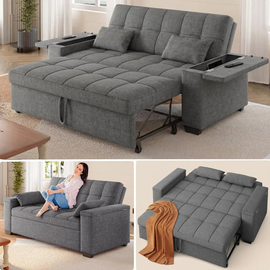 XIUWO 3 In 1 Convertible Sofa Bed With Storage Backrest