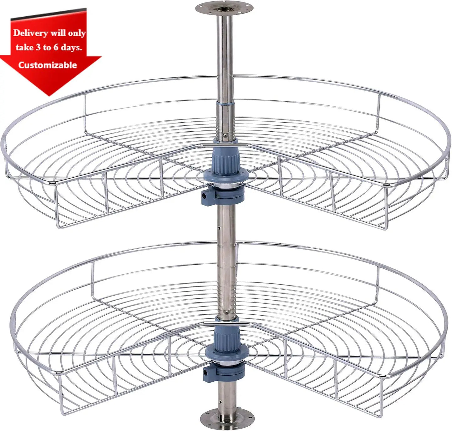 Stainless Steel Base Cabinet Kidney Shape Lazy Susan Corner Organizer