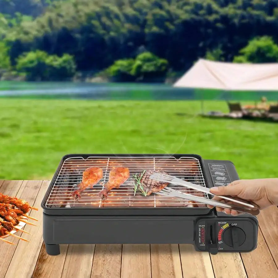 XMSJ Portable Gas Barbecue Stove for Camping Tabletop with Case