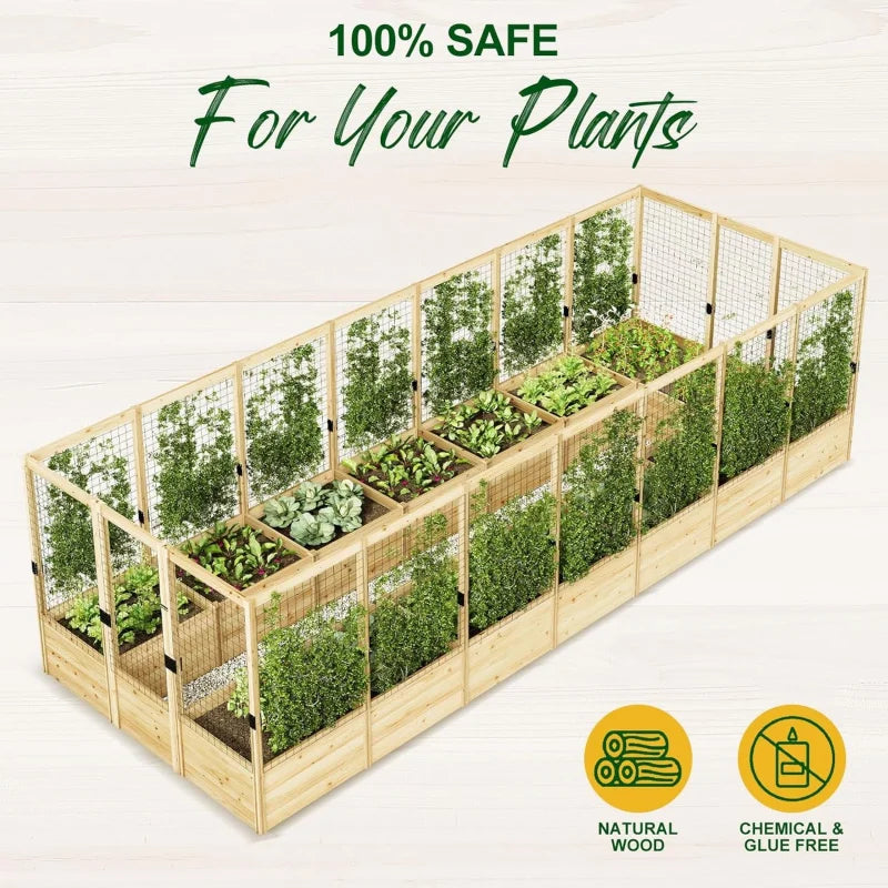 Outdoor Wooden Raised Garden Bed Planter Semicircular Design