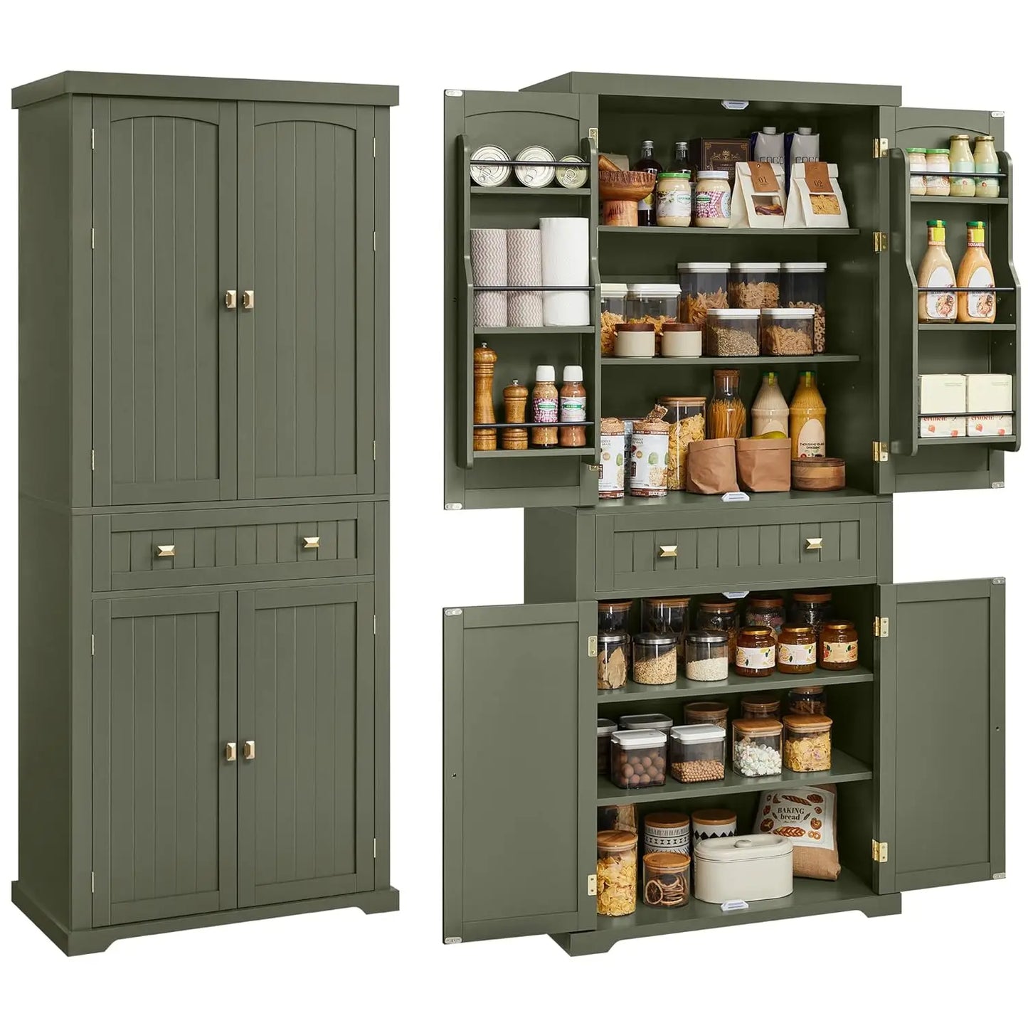 Freestanding Cupboard With Drawer 2 Cabinets And Shelves For Kitchen