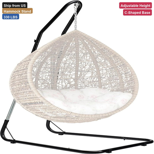Durable Hammock Chair Stand Heavy Duty Steel C-Type, Adjustable Hanging Chair Stand 330lbs for Egg Chair Swing Indoor Outdoor Pa