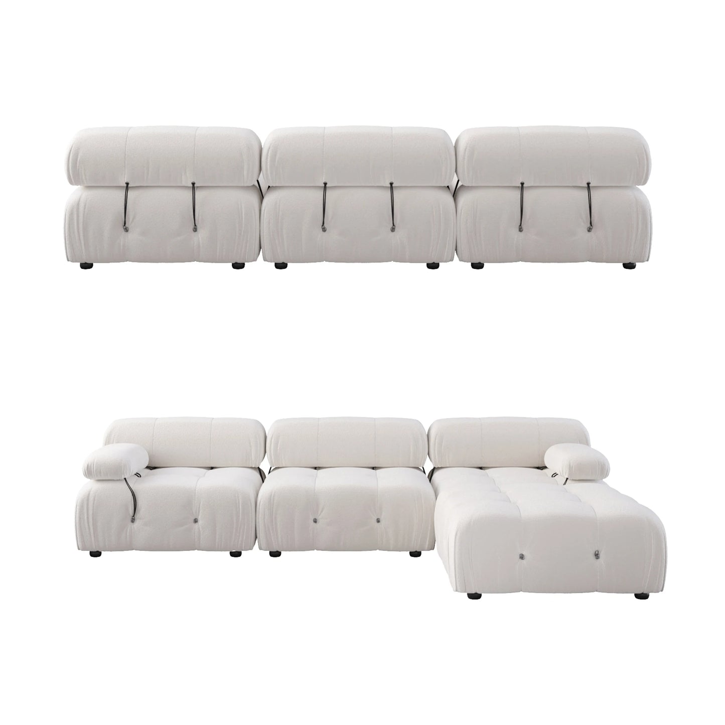 Sdorens L-Shaped Velvet Sectional Sofa With Reversible Ottoman