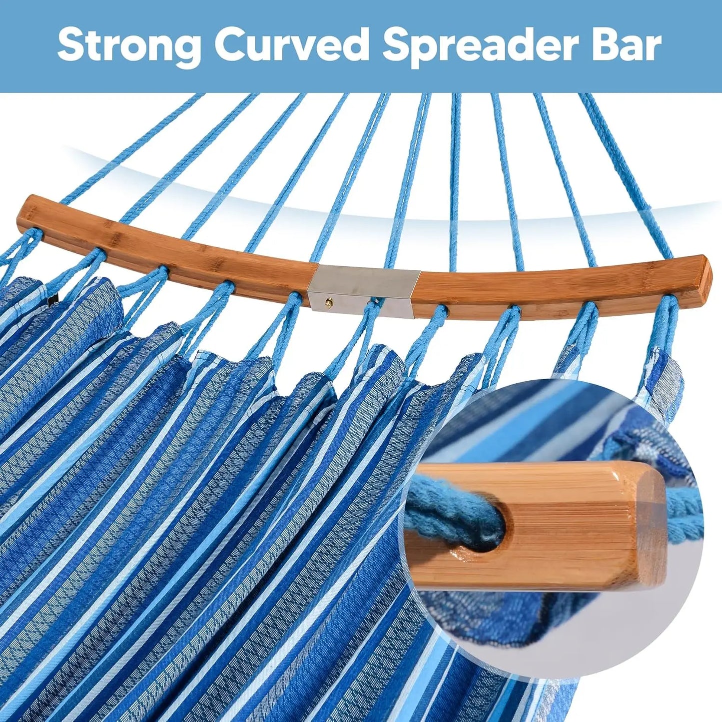Double Hammock With Curved Spreader Bar Outdoor Portable Hammock Carrying Bag