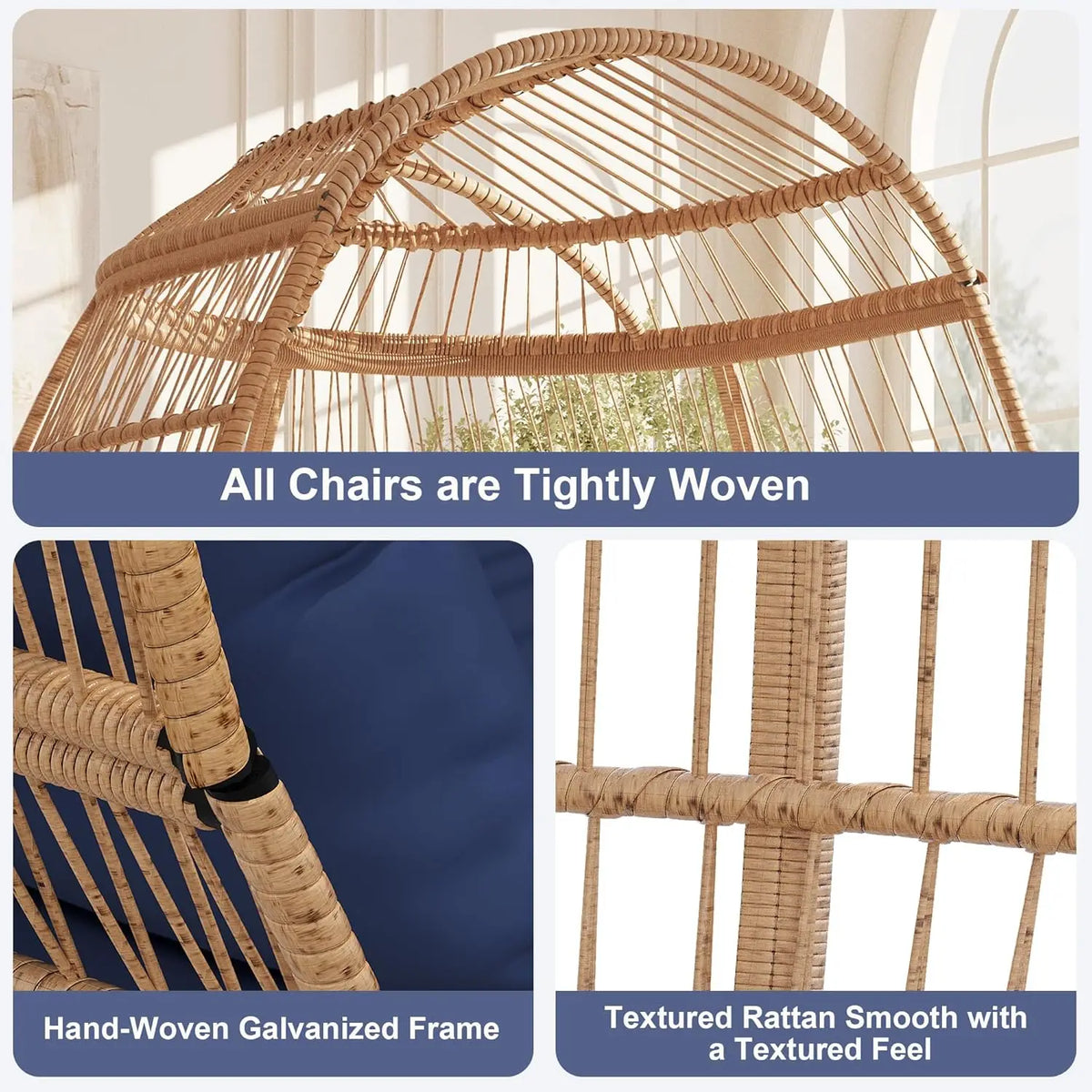 Himiss Premium Wicker Rattan Outdoor Egg Patio Lounge Chair