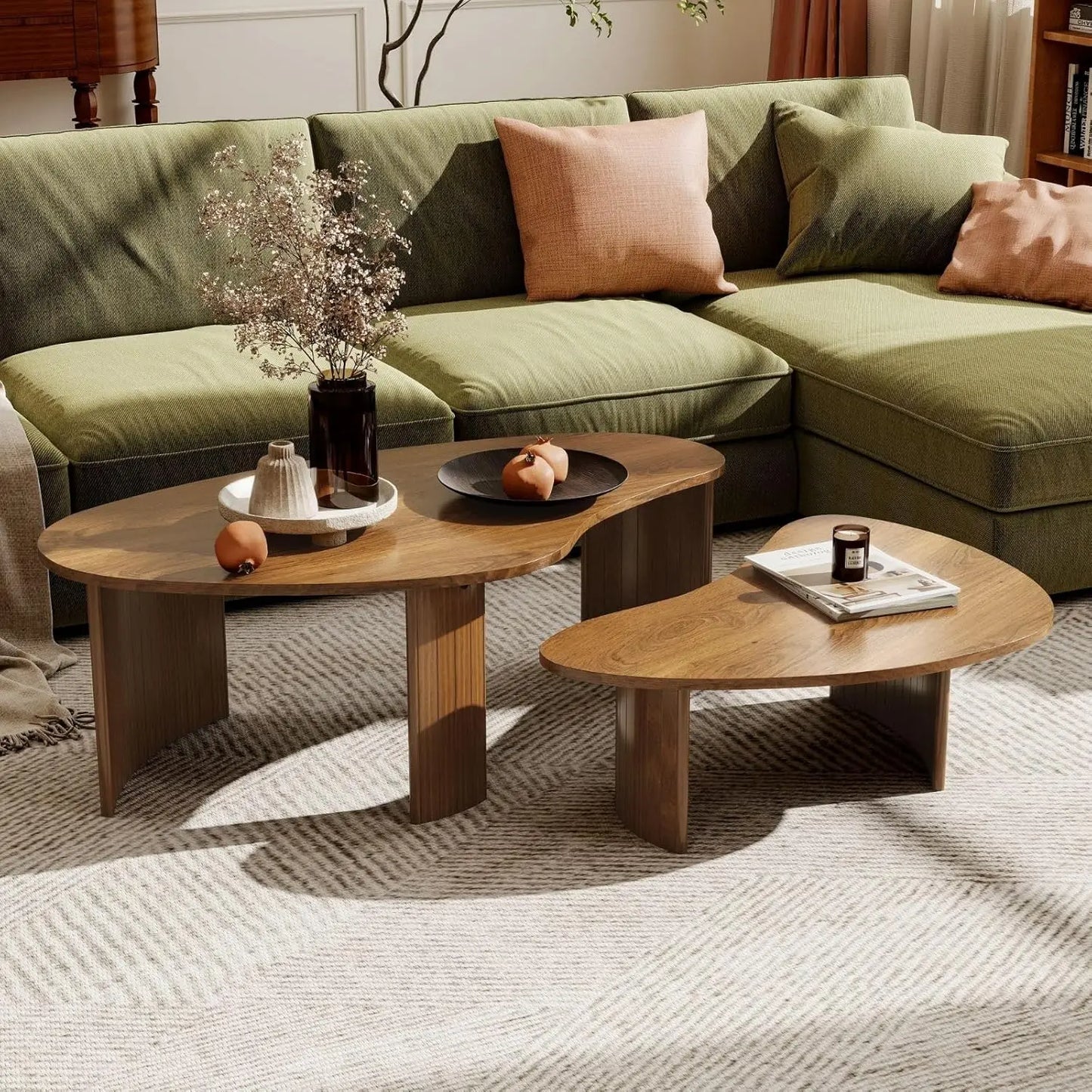 Walnut Nesting Coffee Tables Set Of 2 Mid Century Modern