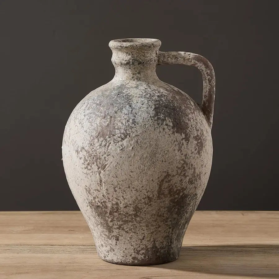 Ceramic Rustic Farmhouse Vase With Handle Porcelain Decorative