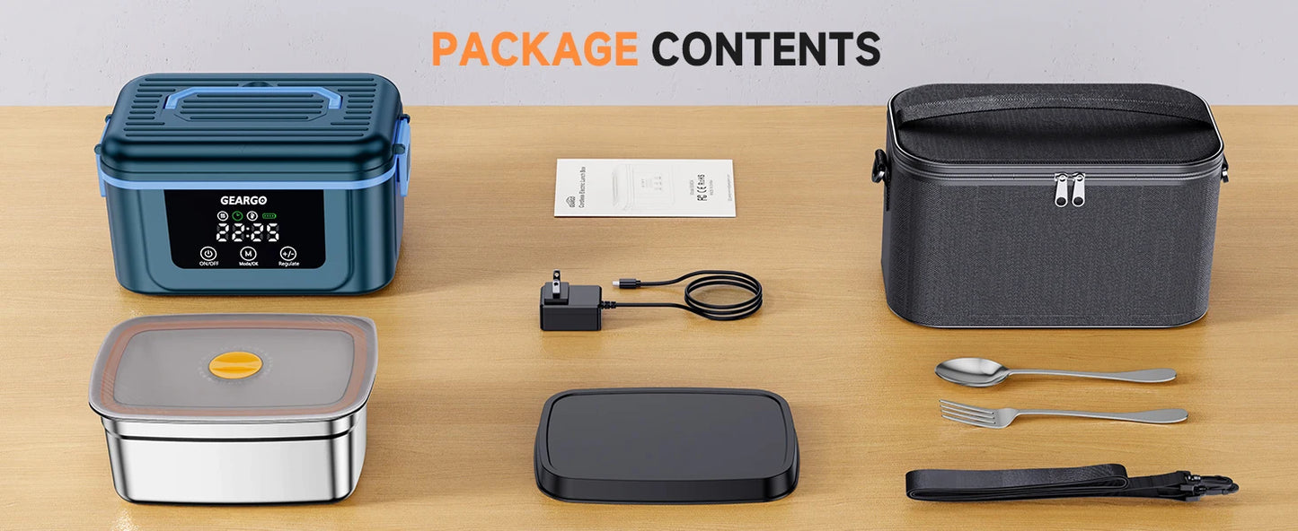 Cordless Electric Lunch Box With Rechargeable Self Heating