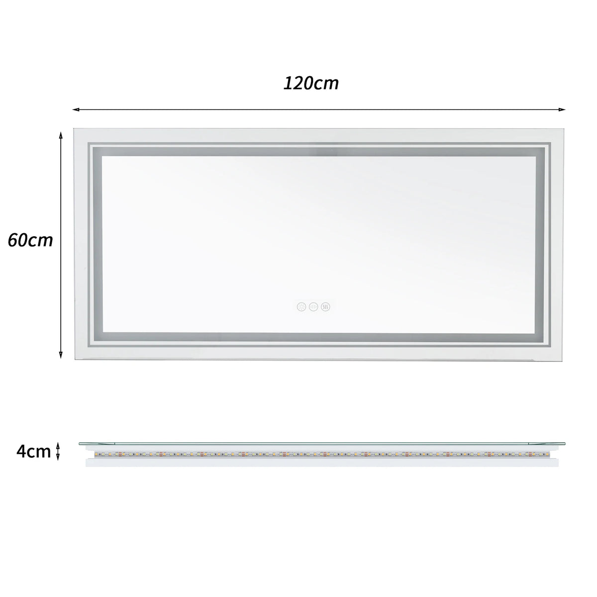 Illuminated LED Bathroom Vanity Mirror With Touch Control