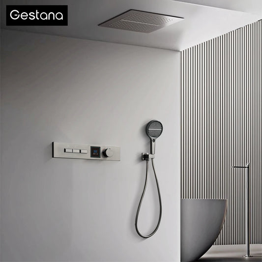 Gestana LED Temperature Display Shower System Ceiling Mounted 2 Function