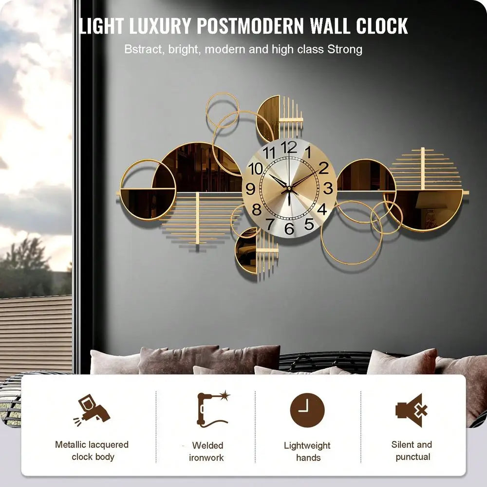 Metal Wall Clock 3D Wall Art Decorative For Living Room