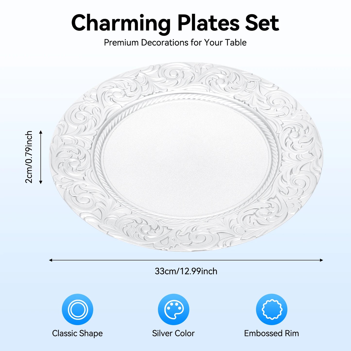 Round Charger Plates Set 100 Pcs For Weddings Banquets