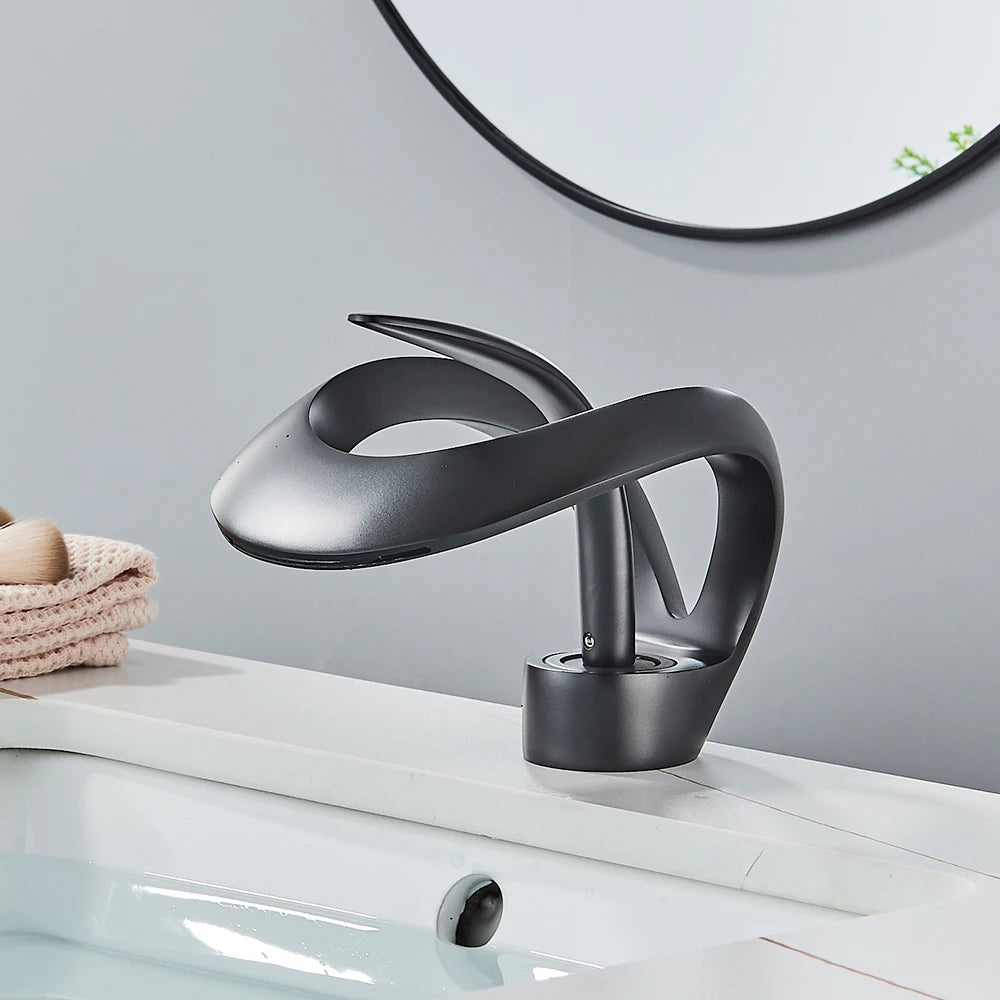 Rozin Luxury Basin Faucet Waterfall Mixer Tap Deck Mounted Hot Cold