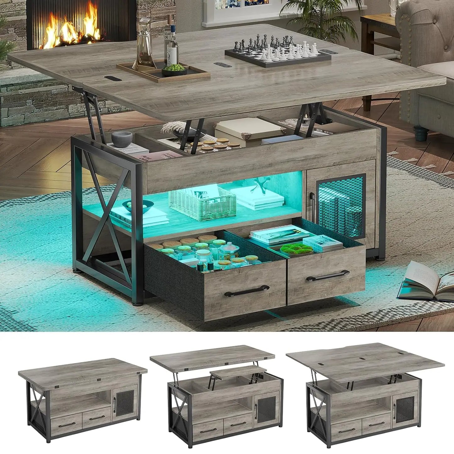 MOYU Modern Lift Top Coffee Table With Storage Cabinet
