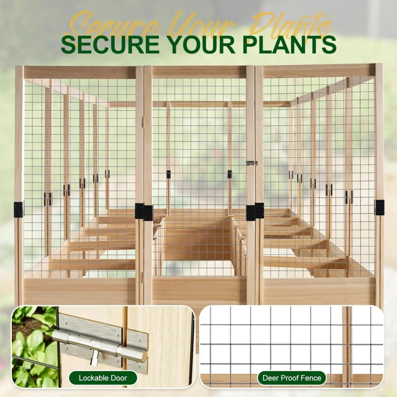 Outdoor Wooden Raised Garden Bed Planter Semicircular Design