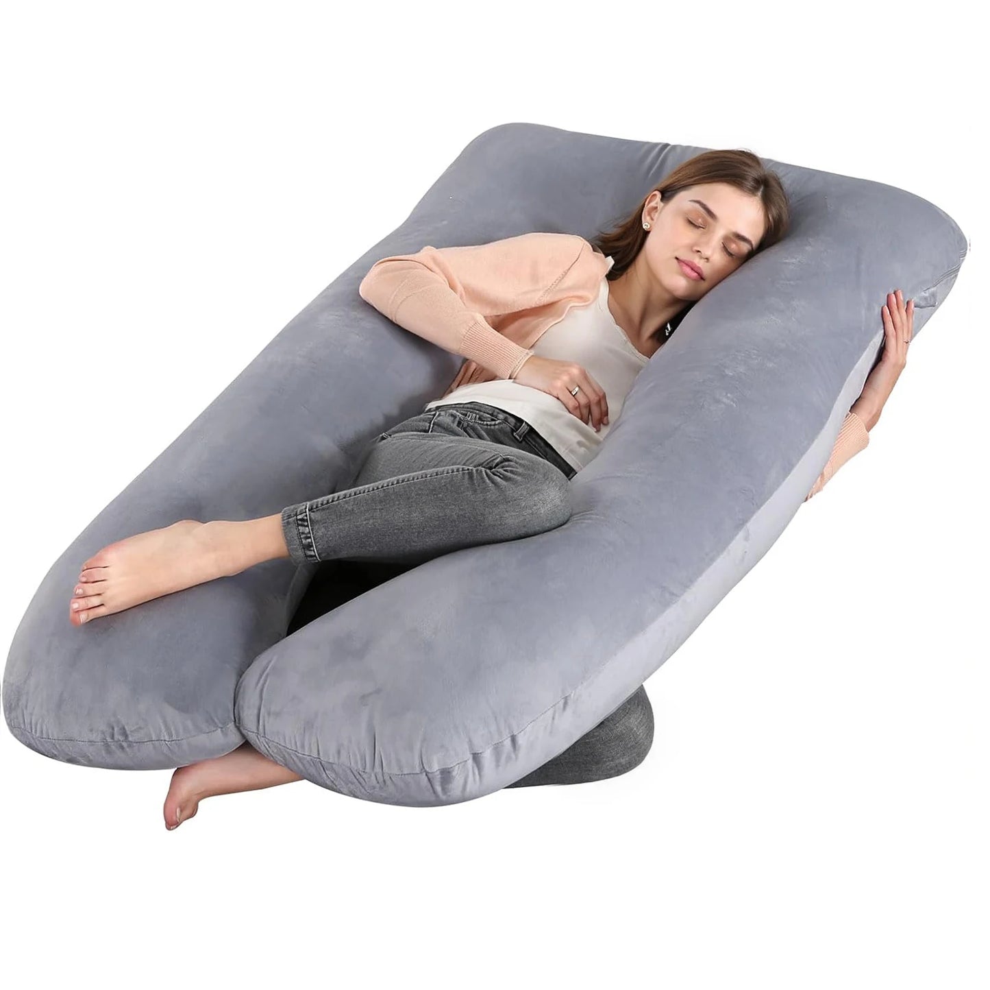 G Shaped Full Body Pregnancy Pillow With Removable Cover For Maternity Support