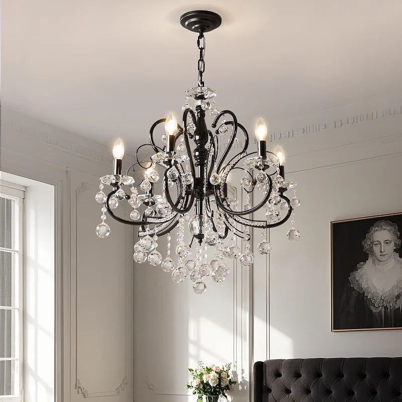 SaloEElaitte American Iron E14 LED Chandelier Crystal Pendant Light