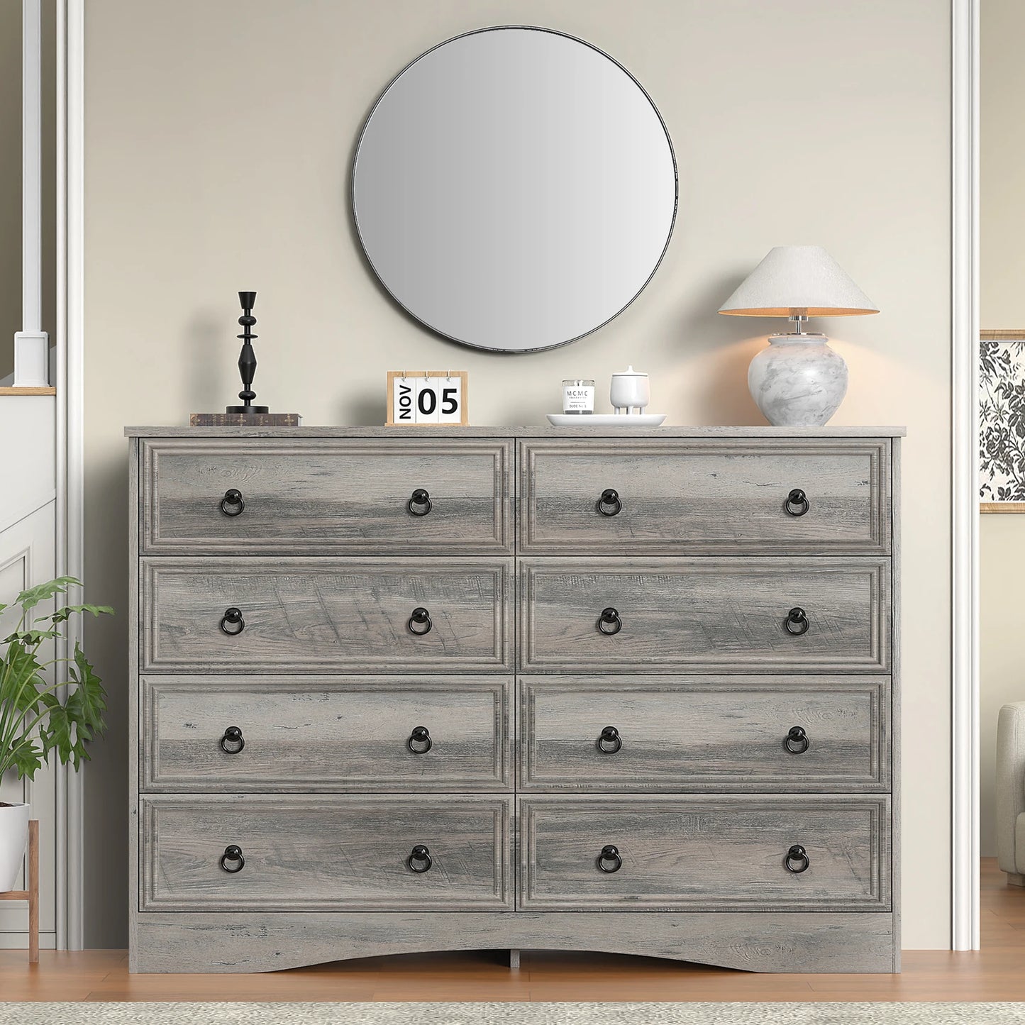 BIGBIGLIFE 8 Drawer Dresser Wood Bedroom Storage Organizer