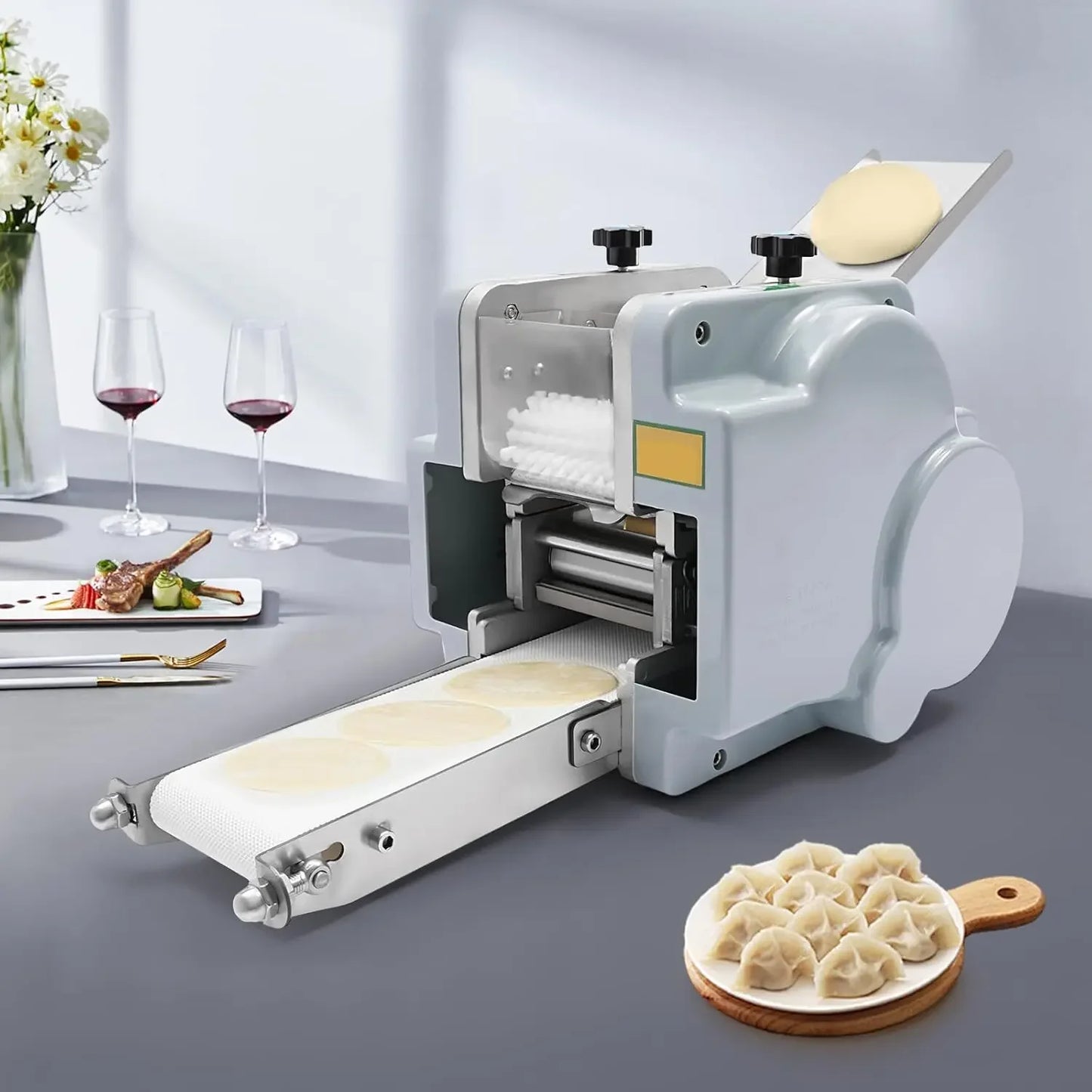Automatic Dumpling Wrapper Maker Electric Dough Roller 140W 110V