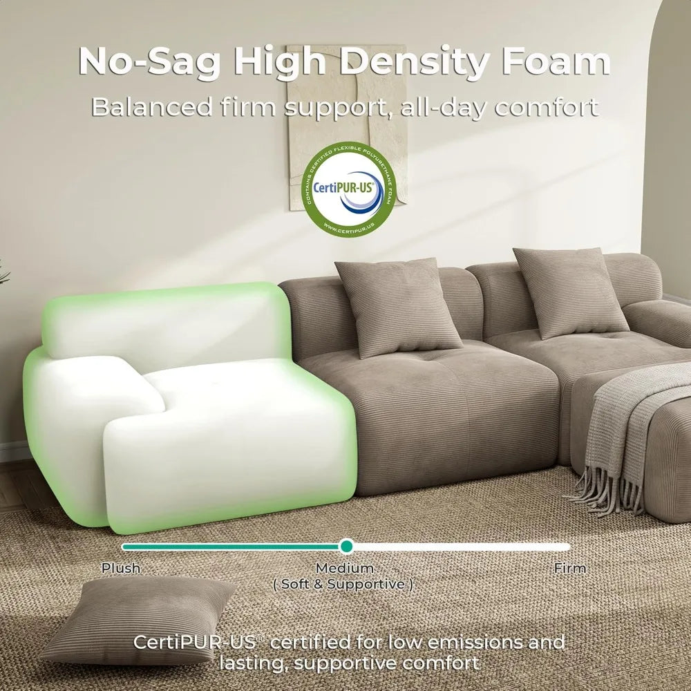 Combination Modular Sectional Sofa Ottoman Corduroy Deep Seat