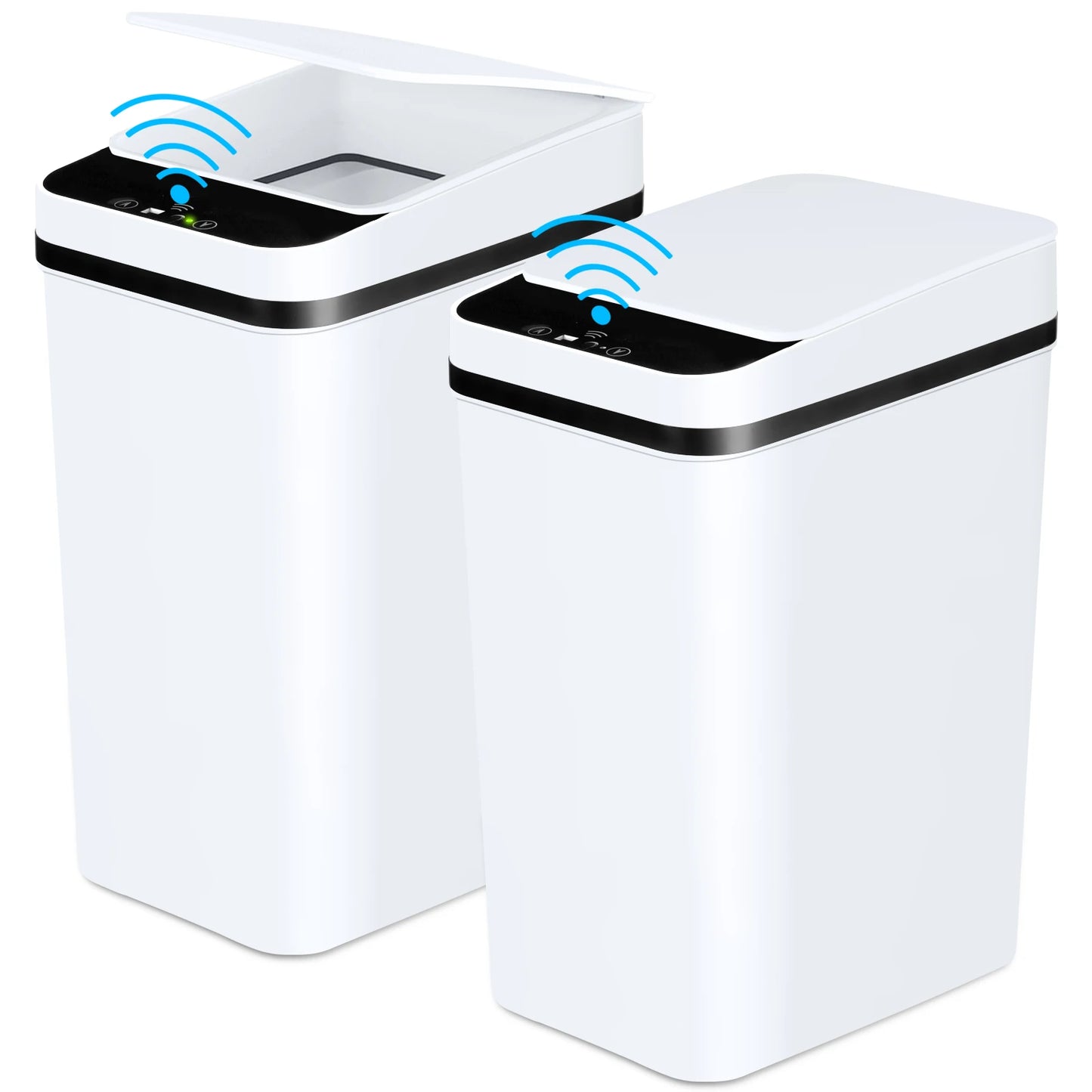 Touchless Bathroom Trash Cans 2 Pack Slim With Lid