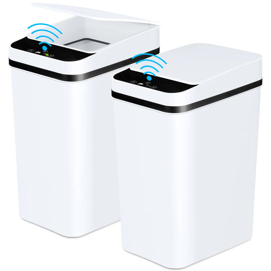 Touchless Bathroom Trash Cans 2 Pack Slim With Lid