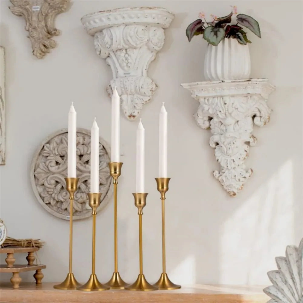 Romantic Metal Taper Candle Holders Set For Home Decor