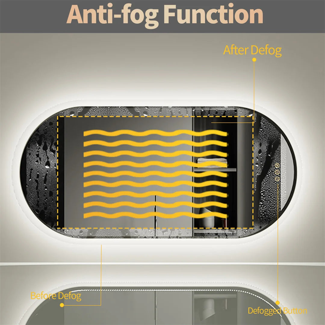 LUVODI Backlit Mirror With 3 Color LED Dimming Defog