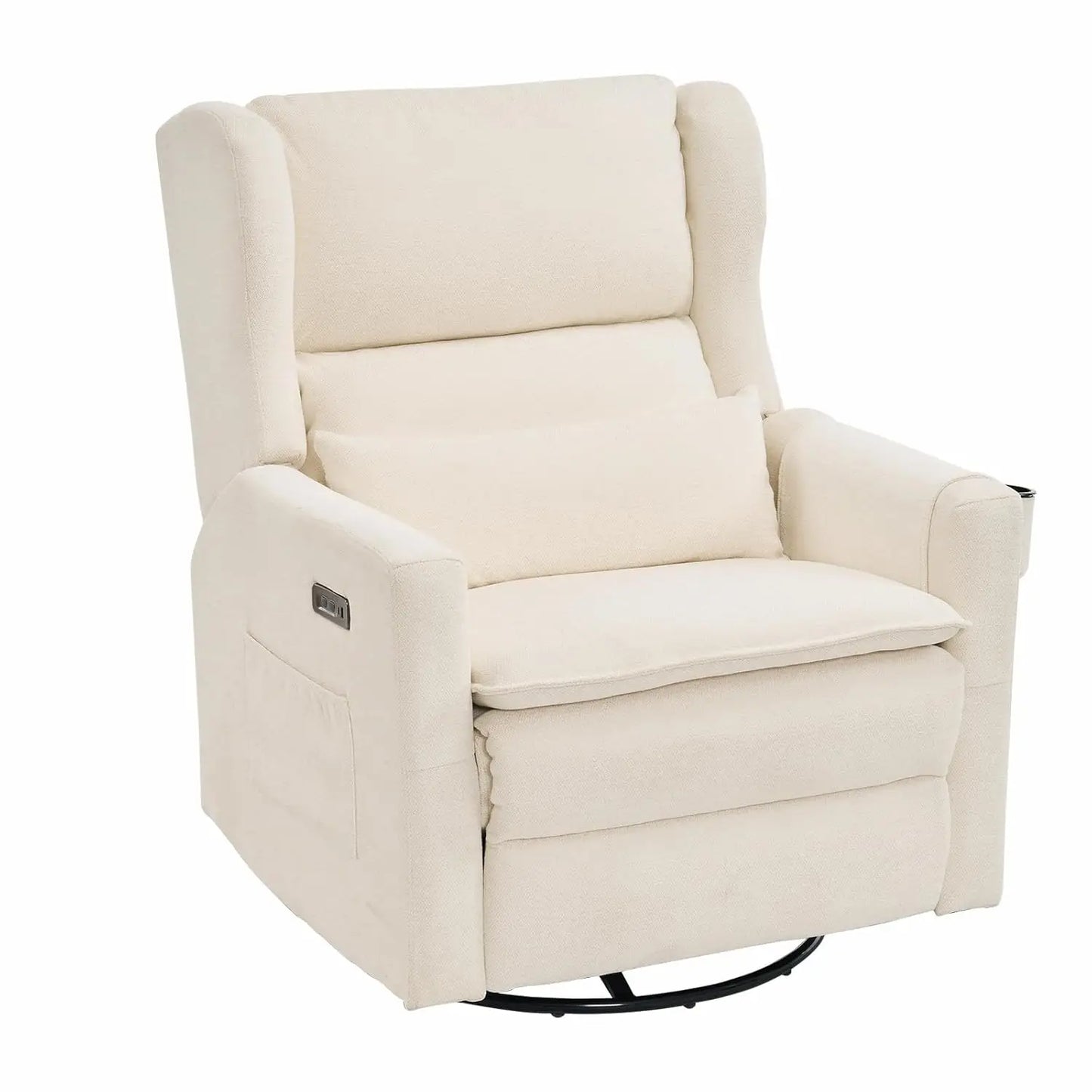 Power Swivel Glider Recliner Chair With Headrest And Lumbar