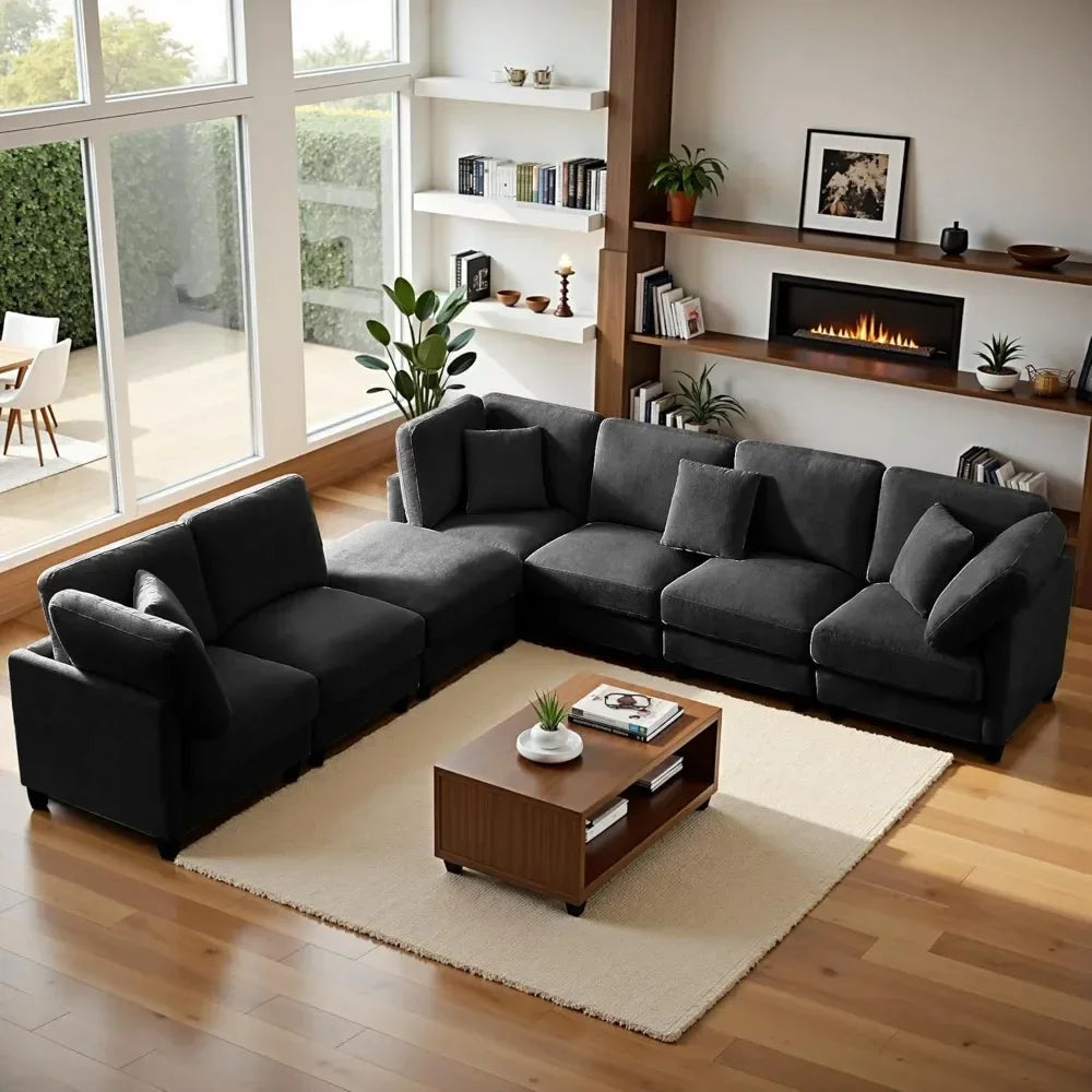 Guangbai Cloud Sofa Modular Sectional With Movable Ottoman