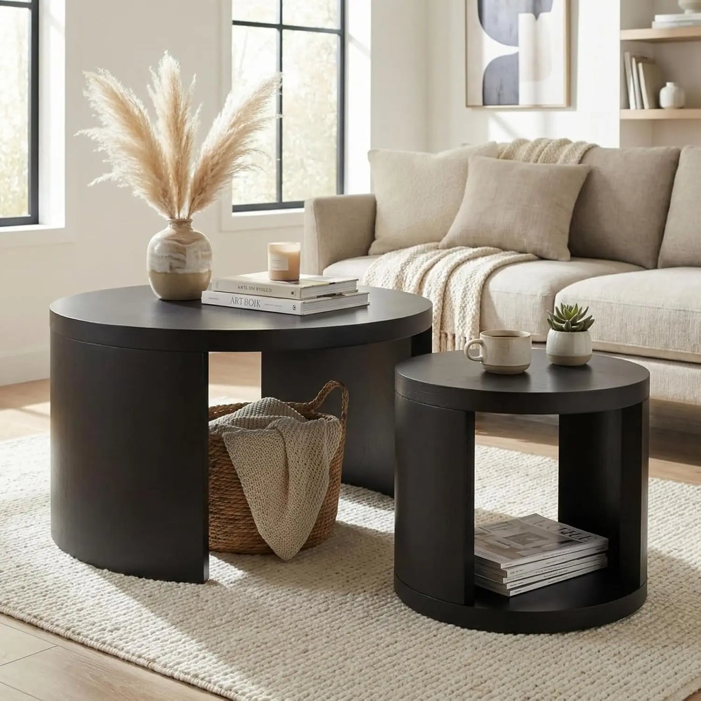 Round Nesting Coffee Tables With Storage