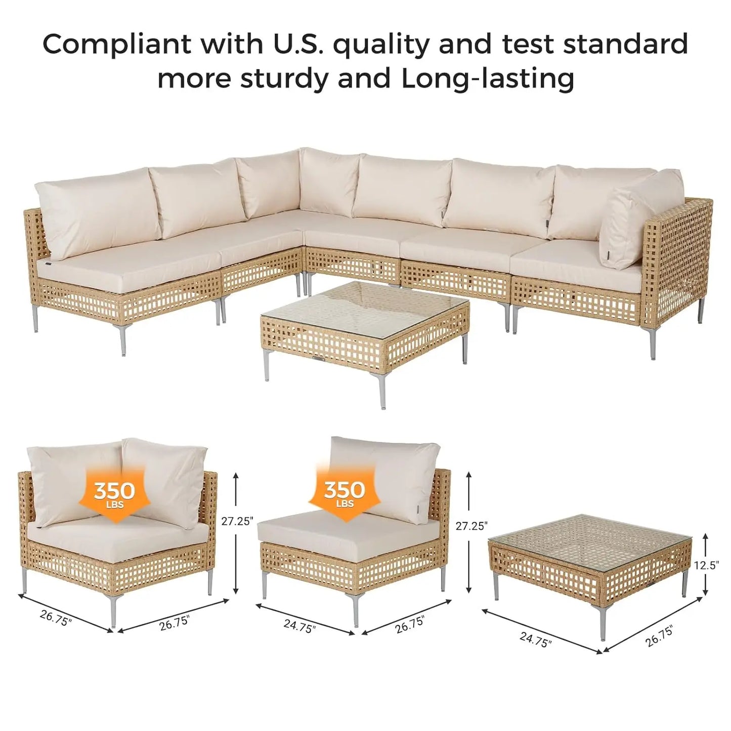 Wicker Outdoor Patio Furniture Set Boho Conversation Sectional