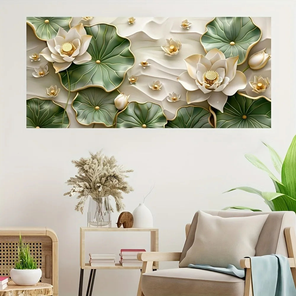 Modern Abstract Lotus Leaf Canvas Art For Living Room Hallway